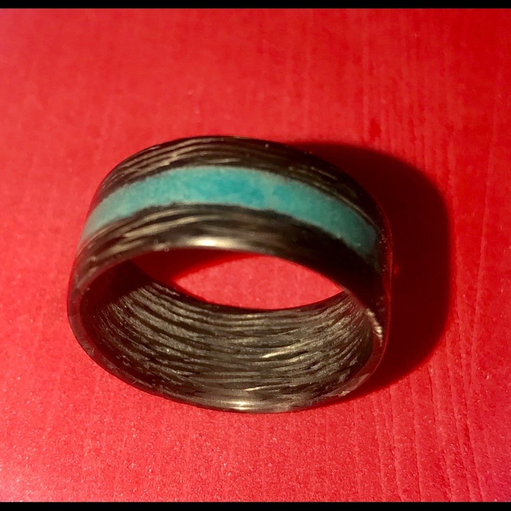 Aqua blue Carbon fiber Ring🇺🇸